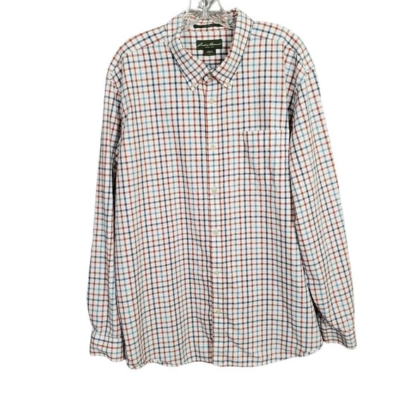 Eddie Bauer Mens Sz XL Shirt Button Down Collar Check Cotton Relaxed Fit Pocket - Picture 2 of 6